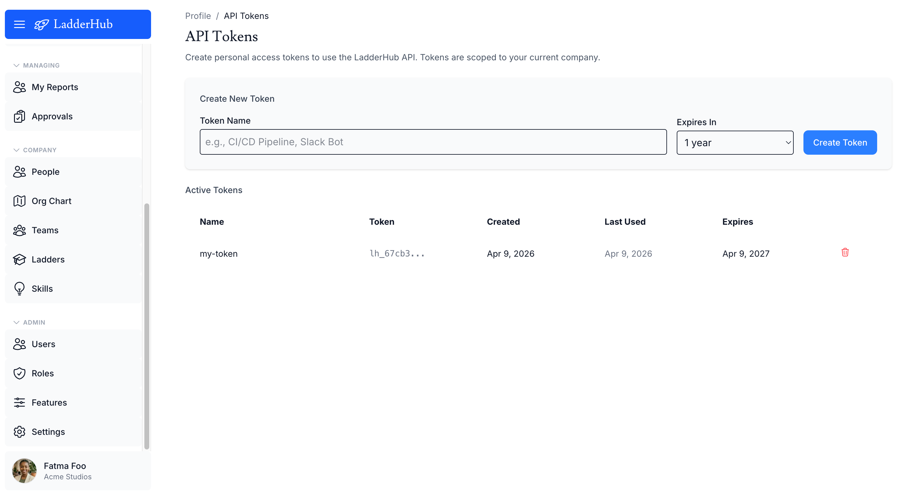 Connecting an AI assistant to LadderHub over MCP, with API tokens and OAuth clients